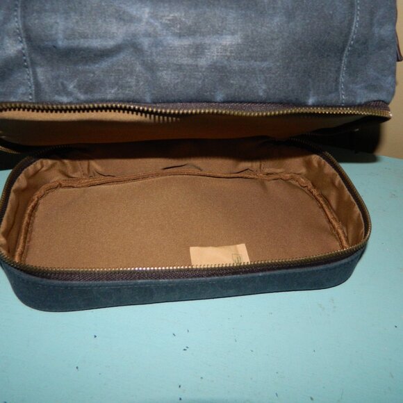 Mark & Graham Jack Waxed Canvas Travel Bag Pouch Blue - Picture 6 of 6